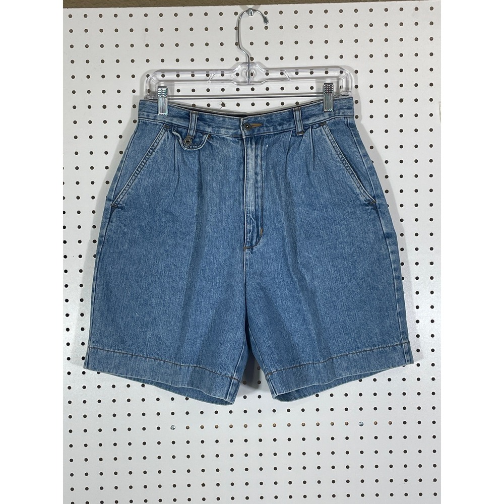 Vintage Jessi Lee Women High Waisted Pleated Denim Shorts Medium Wash Blue Sz 10